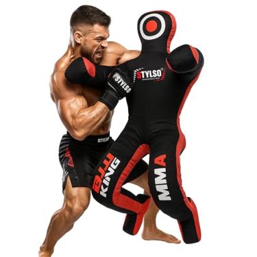 Imagem de Stylso Manequim de Luta Livre Sem Preenchimento, Jiu-Jitsu, Judô, Karatê, MMA, Boxe, Adultos, Crianças e Jovens, Preto e Vermelho, 1,5 m / 152 cm