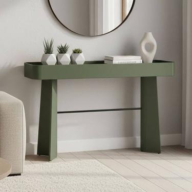 Imagem de Aparador para Sala de Estar 136cm com Travessa em Metal Estrutura 100% Mdf Bend Musgo /Preto