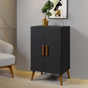 Imagem de Armário Retrô Multiuso 2 Portas Design Vintage com Pés Palito (Preto)