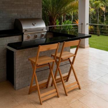 Imagem de Conjunto com 2 Banquetas Dobráveis em Eucalipto - Ismalu, Mel