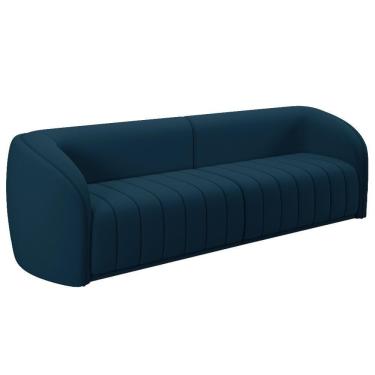 Imagem de Sofá 05 Lugares Para Sala De Estar 332 Cm Lazio M03 Veludo Azul - Lyam Decor