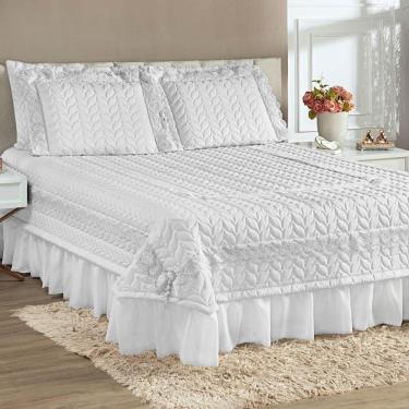 Imagem de Colcha Queen Romantica Micropercal 200 Fios 5 Peças - Branco