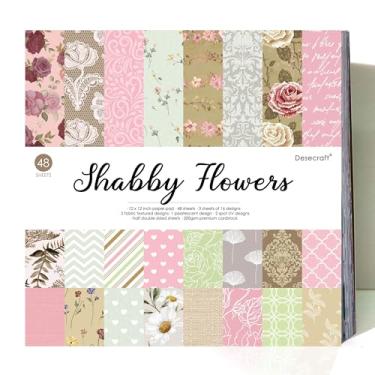 Imagem de Desecraft 48 folhas de papel 30,5 x 30,5 cm, scrapbook, cartolina, papel decorativo, vintage, flor gasta, para fazer cartões, agenda, origami, scrapbook, papéis, scrapbooks, suprimentos