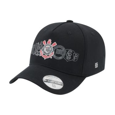 Imagem de Boné Corinthians Supercap Aba Curva Preto Símbolos Oficial Tamanho:Único