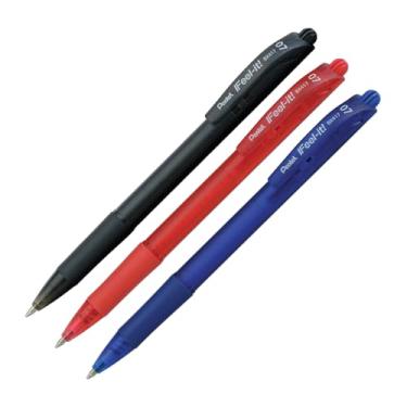 Imagem de Pentel Kit Caneta Esferográfica Feel It 0.7 mm Preta Vermelha Azul SM/BX417-ABC