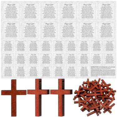 Imagem de Painel de colcha de oração de bolso, quadrados com pequenas cruzes de madeira, mini escritura, faça você mesmo, colcha de oração de bolso para amigos, família, presente espiritual, presente de Natal