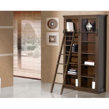 Imagem de Estante Biblioteca Vicenza 2 Corpos Madeira Maciça Com Escada Weiherma