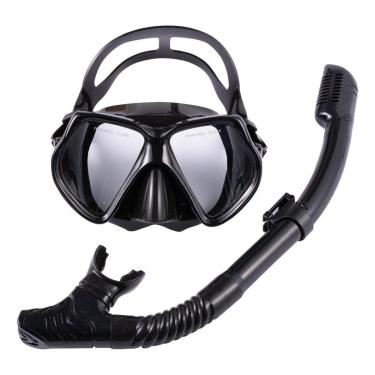 Imagem de Máscara De Mergulho Profissional E Snorkel Semiseco Flutuação Respirador-Unissex