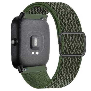Imagem de XLCZMYL Pulseira de 20 mm/22 mm para Amazfit GTS 4/2/2e/3/GTS2 Mini/GTR/4/3/Pro/GTR2/42 mm/pulseira elástica de nylon para Amazfit Bip, cargo cáqui, 20 mm