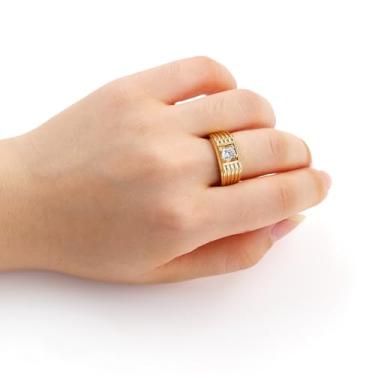 Imagem de Anel masculino de zircônia cúbica, aliança de casamento de zircônia cúbica durável, joia clássica para uso diário ou formal – YC6490, 10, Latão, Sem pedra preciosa