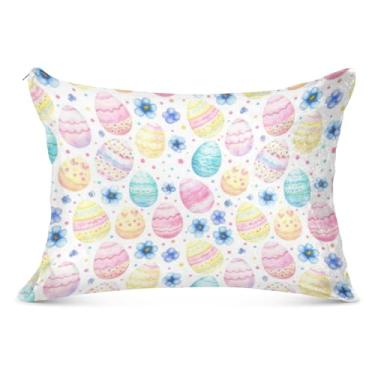 Imagem de Capas de almofada de flanela grandes de desenhos animados pastéis de ovos de páscoa decorativas longas padrão queen king size capa de travesseiro grande sonolento, tamanho do corpo, 53 cm x 137 cm
