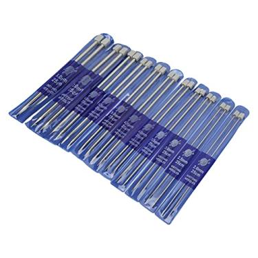 Imagem de Naroote Conjunto de Agulhas de tricô Brilhantes de Aço Inoxidável para Chapéus de Inverno, Luvas, Cachecóis, Kit de Agulhas de Metal de 22 Peças para Acessórios de tricô