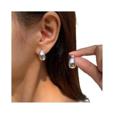 Imagem de Brincos De Gota D'água Geométricos Punk Femininos: Joia De Metal Moder