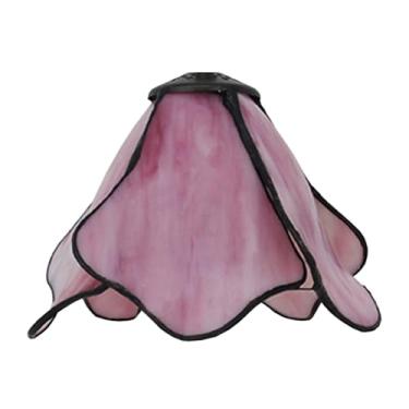 Imagem de Cúpula de Abajur Tiffany de 20 cm de Largura - Acessórios de Reposição - Cúpula de Abajur em Vitral com Estampa de Lótus - Cores Vintage Rosa, Bege e Laranja - Ideal para Abajures de Mesa, L