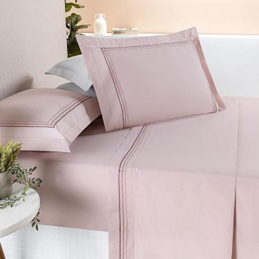 Imagem de Jogo de Cama Ellos 200 Fios King 04 Peças 80% Algodão / 20% Poliéster - Rosa