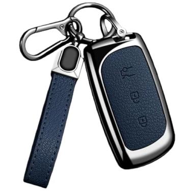 Imagem de Capa protetora para chave remota de carro, compatível com Lynk&Co Z20/Z10/02/01, liga de zinco, couro, capa para chave(Style 2 Blue)
