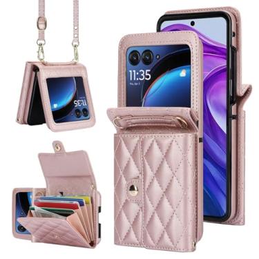 Imagem de Capa carteira para Motorola Razr 60 Ultra – Suporte de cartão com bloqueio RFID com fecho magnético, antiderrapante e proteção contra quedas, capa fólio de couro fina para uso diário, viagens e