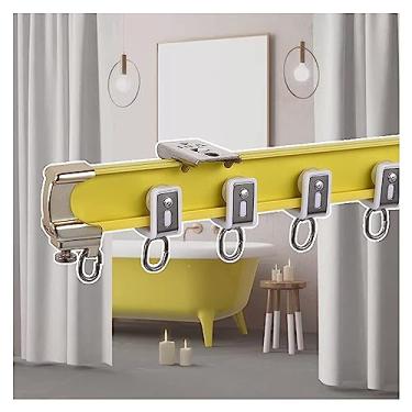 Imagem de Cortina de teto, trilho de cortina, varões de cortina de chuveiro de liga de alumínio, privacidade amarela para banheiro/quarto/trilho de cortina de canto fácil de cortar (160 cm) (uma cor 140 cm)