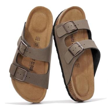 Imagem de Project Cloud Sandálias rasteiras femininas de couro genuíno 2025 Beach Essentials sandálias femininas com espuma viscoelástica para férias essenciais para calçados femininos (Venita), Pedra de couro