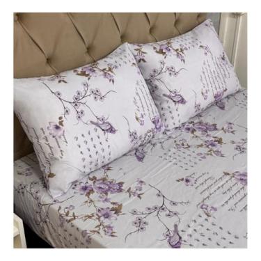 Imagem de Jogo de Lençol Casal 3 Peças 150 Fios Estampado – Lençol com Elástico, Fronhas com Zíper, Cama Box e Padrão (Modelo - 12)