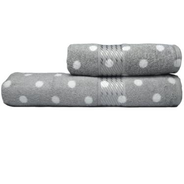 Imagem de Jogo Toalha de Banho e Rosto Felpuda 2 Peças - Algodão com Detalhes em Viscose e Alta Absorção (Fernanda Cinza)