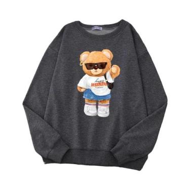 Imagem de Moletom Oversized Feminino Com Capuz De Fleece, Estilo Hipster, Com Es