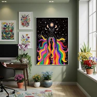 Imagem de Quadro Decorativo Sagrado Feminino 70X50Cm Mold Branca - Quadros On-Li