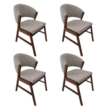 Imagem de Kit 4 Cadeiras De Jantar Madeira Maciça Débora Linho Premium Mel;Bege Linho