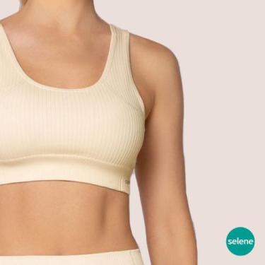 Imagem de Top Feminino Selene Canelado Sem Costura, Marfim, M