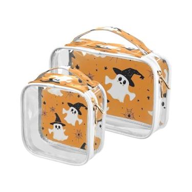 Imagem de xigua Bolsa de maquiagem de fantasmas de desenho animado para mulheres, bolsa de cosméticos de viagem, bolsa de higiene portátil à prova d'água para viagens, férias, organização de banheiro