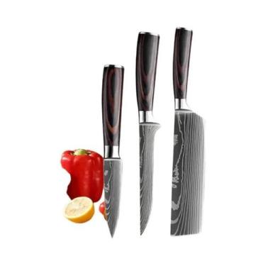 Imagem de Conjunto De Facas De Cozinha Profissional Em Aço Damasco Chef Faca De 