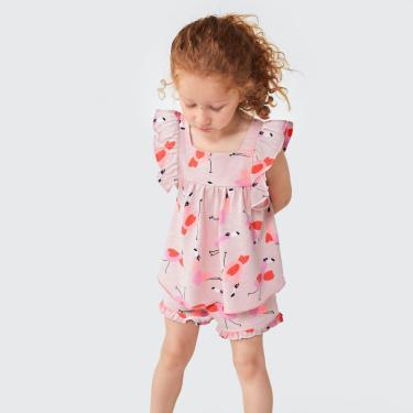 Imagem de Conjunto Infantil Menina Blusa/Shorts Rosa Flamingo - Hering