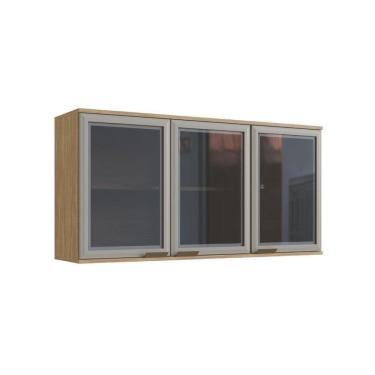 Imagem de Armário De Cozinha 3 Portas Vidro Fumê Casablanca Casamia