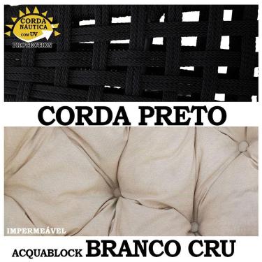 Imagem de Balanço Ninho Suspenso + Mola E Mosquetão Corda Náutica Preta Almofada Impermeável Branco