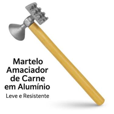 Imagem de Martelo Amaciador de Carne Batedor em Alumínio com Cabo de Madeira - Ú