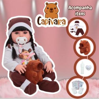 Imagem de Bebê Reborn Boneca Realista Morena Enxoval Capivara Fofinha - Cegonha 