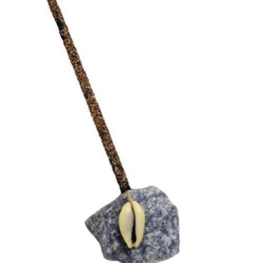 Imagem de Incensário Pedra Quartzo ul Com Búzios + Incenso Presente - Meta Ataca