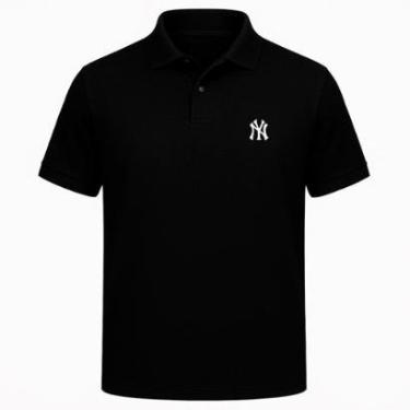 Imagem de Camisa Gola Polo Basica Plus Size Piquet Confortavel Camiseta Lisa Com Botao Estampa NY Moderna-Masculino