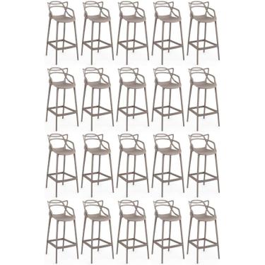 Imagem de Kit 20 Banquetas Allegra Com Encosto Design Cozinha/bancada - Fendi