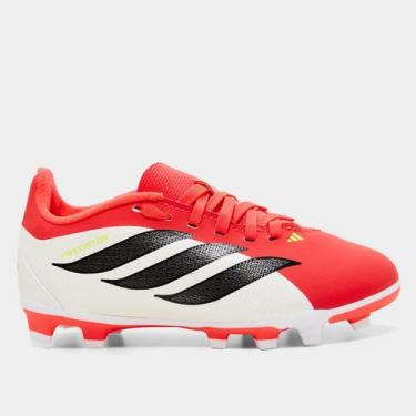 Imagem de Chuteira Campo Infantil Adidas Predator Club, Branco, Vermelho, 28
