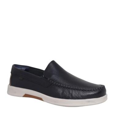 Imagem de Sapato Masculino Mocassim Calce Facil Couro Pegada 142304, Preto, Conh