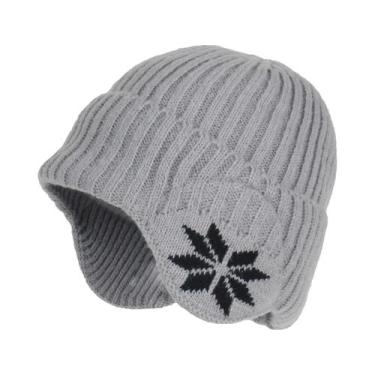 Imagem de Gorro De Lã Tricotado Masculino Para Inverno Com Proteção De Orelha Em
