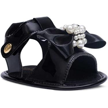 Imagem de Sandália Bebê Menina Infantil Sapatinho Recém-nascido 01.15 (Preto, BR, Bebê, Alfa, G)