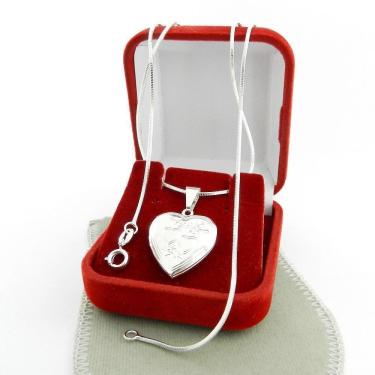 Imagem de Corrente Feminina 50Cm + Relicário 2Cm Folheada Prata Cr311