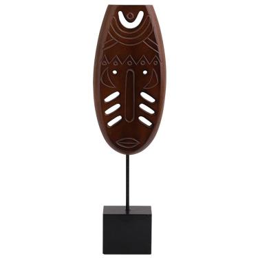 Imagem de Escultura Decorativa de Madeira Máscara Tribal 34,5cm NK0096 BTC