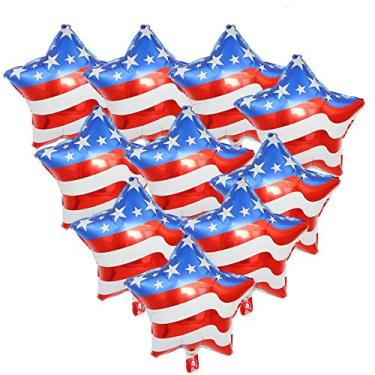 Imagem de Soochat Balões de 4 de julho | Balão do Dia da Independência | Balões dos EUA patrióticos Mylar com bandeira americana, decorações de festa patriótica 10 peças