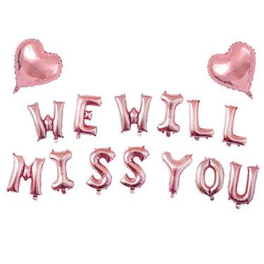 Imagem de AnnoDeel WE WILL MISS YOU Letter Balloons Banner, 16inch Rose Gold We Will Miss You Letter Mylar Balloons Rose Gold Heart Balloons for Going Away Goodbye Retirement Farewell Party Graduation