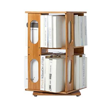 Imagem de KIZQYN Estante de livros giratória de mesa 360° estante de chão ajustável para sala de estudo estantes que economizam espaço 36×65cm (bege) estante (cor: bege, tamanho: A-redondo)