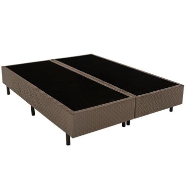 Imagem de Base Box Queen Size Biflex Ilhéus com Revestimento em Tecido Poliéster 39x158x198cm - Marrom