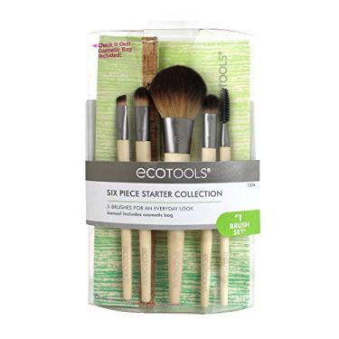 Imagem de EcoTools Conjunto de 6 peças para iniciantes, inclui: pó/blush, corretivo, sombra total, spoolie e pincéis angulares, com bolsa de cosméticos, sem crueldade